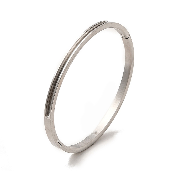 

PandaHall Egg Shaped 201 Stainless Steel Grooved Hinged Bangles, for DIY Electroplated, Leather Inlay, Clay Rhinestone Pave Bangle Making...
