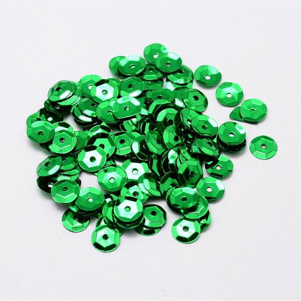 

PandaHall Plastic Paillette Beads, Semi-cupped Sequins Beads, Center Hole, Green, 12x0.5mm, Hole: 1mm Plastic Disc Green