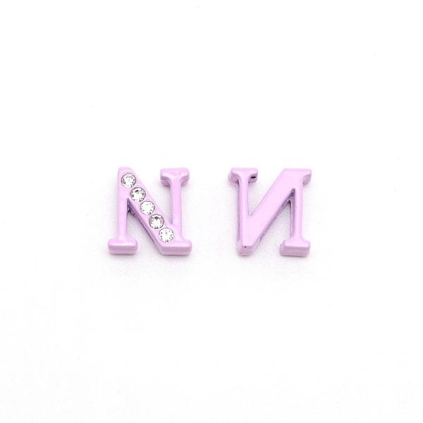 

PandaHall Rhinestone Slide Letter Charms, Alloy Intial Letter Beads, Spray Painted, Letter.N, N: 11.5x11x4.5mm, Hole: 1.5x8mm..., Multicolor