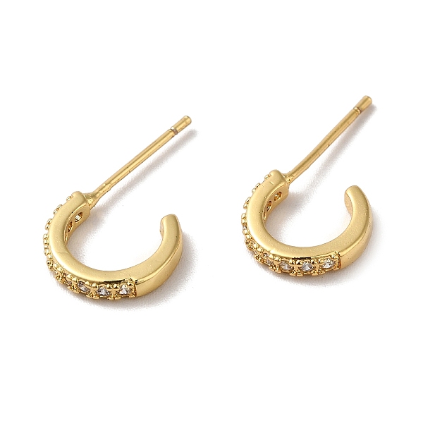 

PandaHall Clear Cubic Zirconia Round Stud Earrings, Rack Plating Brass Jewelry for Women, Lead Free & Cadmium Free, Real 18K Gold Plated...