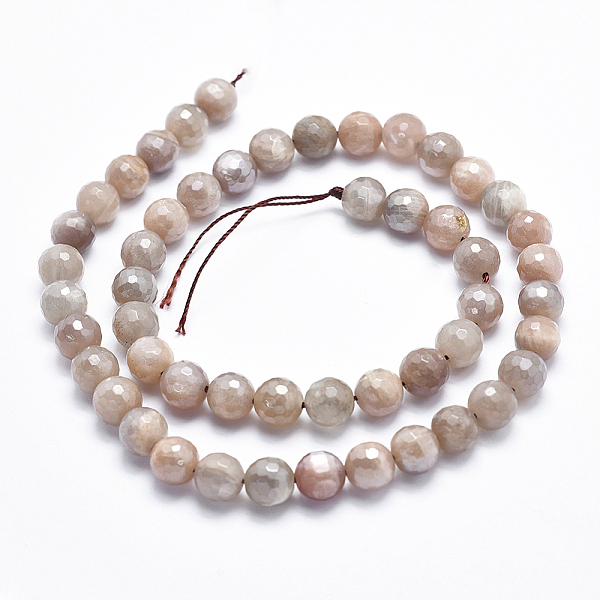 

PandaHall Electroplate Natural Sunstone Beads Strands, Faceted, Round, 8mm, Hole: 1mm, about 50pcs/strand, 15.7 inch Sunstone Round