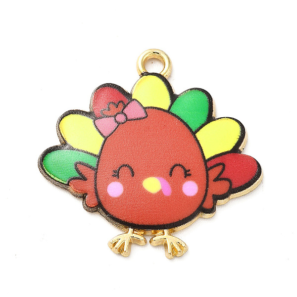 

PandaHall Cute Printed Alloy Pendants, Light Gold, Cadmium Free & Nickel Free & Lead Free, Turkey Charm, FireBrick, 26x26x2mm, Hole: 2mm..., Red