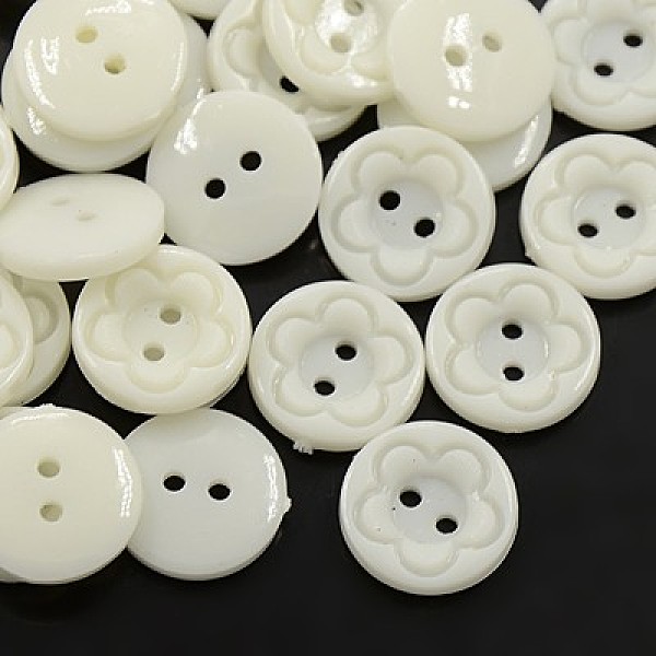 

PandaHall Acrylic Sewing Buttons for Clothes Design, Plastic Buttons, 2-Hole, Dyed, Flat Round with Flower Pattern, White, 15x3mm, Hole: 1mm...