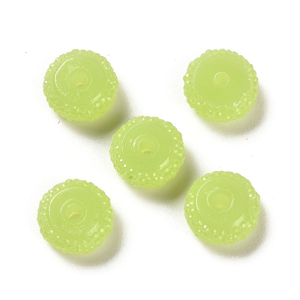 

PandaHall Opaque Resin Beads, Textured Rondelle, Green Yellow, 12x7mm, Hole: 2.5mm Resin Rondelle