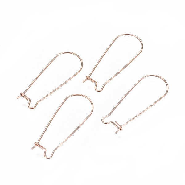 

PandaHall Ion Plating(IP) 304 Stainless Steel Hoop Earrings Findings Kidney Ear Wires, Rose Gold, 33x13x0.7mm, 21 Gauge 304 Stainless Steel