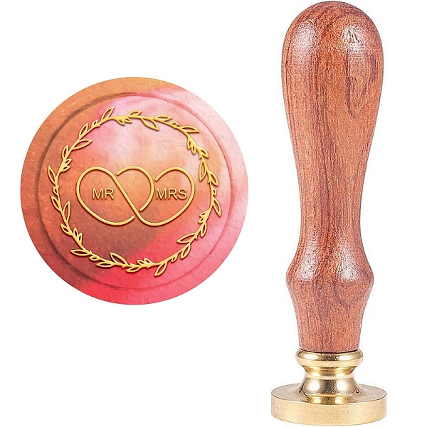 

PandaHall DIY Scrapbook, Brass Wax Seal Stamp and Wood Handle Sets, Word MR & MRS, Golden, 8.9x2.5cm, Stamps: 25x14.5mm Brass