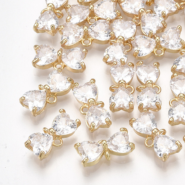 

PandaHall Brass Cubic Zirconia Links, Bowknot, Clear, Real 18K Gold Plated, 5x11.5x4mm, Hole: 1mm Brass+Cubic Zirconia Bowknot Clear