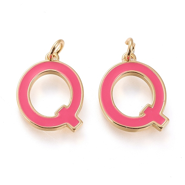 

PandaHall Brass Enamel Pendants, with Jump Ring, Long-Lasting Plated, Real 18K Gold Plated, Letter.Q, Hot Pink, Letter.Q, Q: 18x14x1.8mm...
