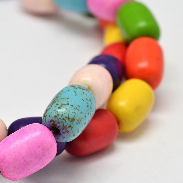 

PandaHall Dyed Barrel Synthetic Turquoise Beads Strands, Mixed Color, 12x8mm, Hole: 1mm, about 31pcs/strand, 15.7 inch Synthetic Turquoise..., Multicolor