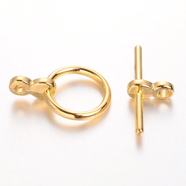 

PandaHall Alloy Toggle Clasps, Lead Free & Nickel Free & Cadmium Free, Tibetan Style, Golden, Ring: about 12mm in diameter, Bar: about 19mm...