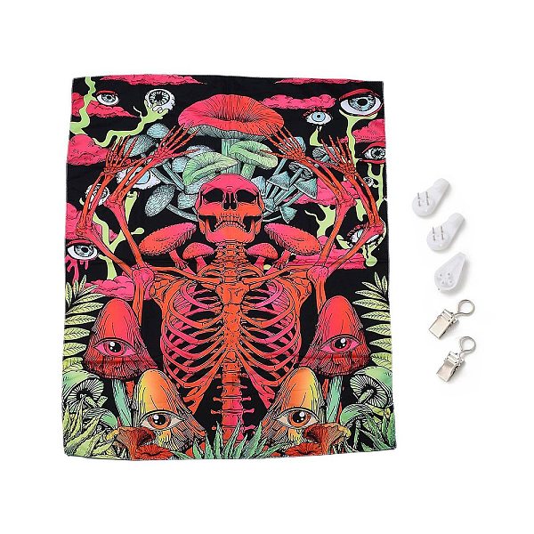 

PandaHall UV Reactive Blacklight Tapestry, Polyester Decorative Wall Tapestry, for Home Decoration, Rectangle, Skull Pattern, 950x750x0.5mm...