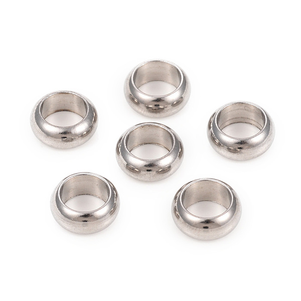 

PandaHall 201 Stainless Steel Spacer Beads, Large Hole Beads, Flat Round, Stainless Steel Color, 9x4mm, Hole: 6mm 201 Stainless Steel Flat...