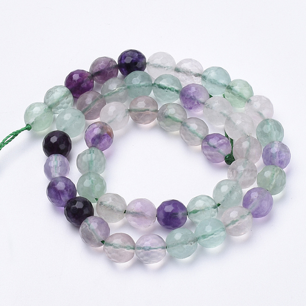 

PandaHall Natural Fluorite Beads Strands, Faceted, Round, 6mm, Hole: 1mm, about 62pcs/strand, 15.3 inch Fluorite Round