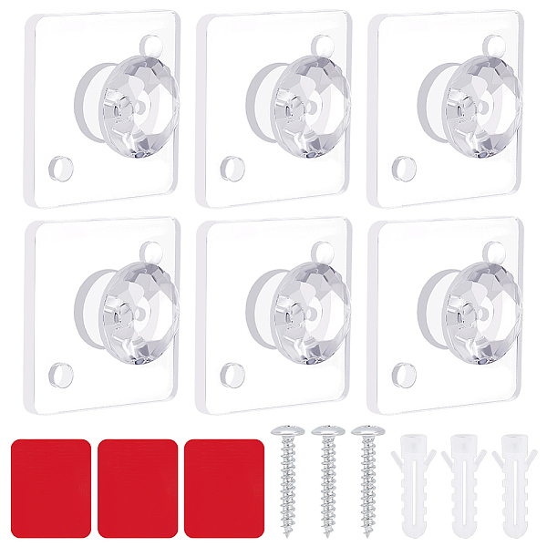 

PandaHall AHANDMAKER 15 Pack Adhesive Hooks Wall Hooks for Hanging Acrylic Diamond Hooks Waterproof Sticky Robe Towel Transparent Hooks for..., Clear