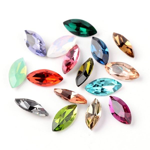 

PandaHall Faceted Horse Eye Glass Pointed Back Rhinestone Cabochons, Grade A, Back Plated, Mixed Color, 15x7x4mm Glass Rhinestone Horse Eye..., Multicolor