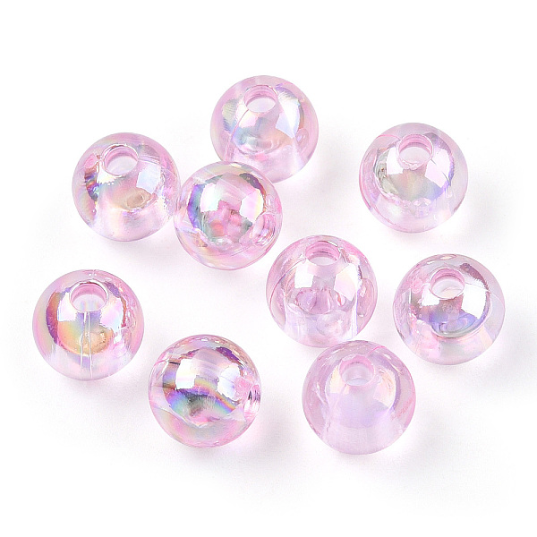 

PandaHall Transparent Acrylic Beads, AB Colors Plated, Round, Pink, 6mm, Hole: 1.8mm, about 4800pcs/500g Acrylic Round Pink