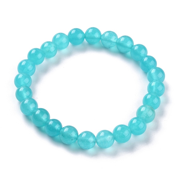 

PandaHall Dyed Natural Jade Beads Stretch Bracelets, Round, Cyan, Inner Diameter: 2-1/4 inch(5.7cm), Bead: 8~8.5mm Jade Cyan