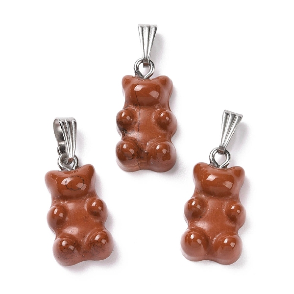 

PandaHall Natural Red Jasper Pendants, with Stainless Steel Color Tone 201 Stainless Steel Findings, Bear, 27.5mm, Hole: 2.5x7.5mm, Bear...