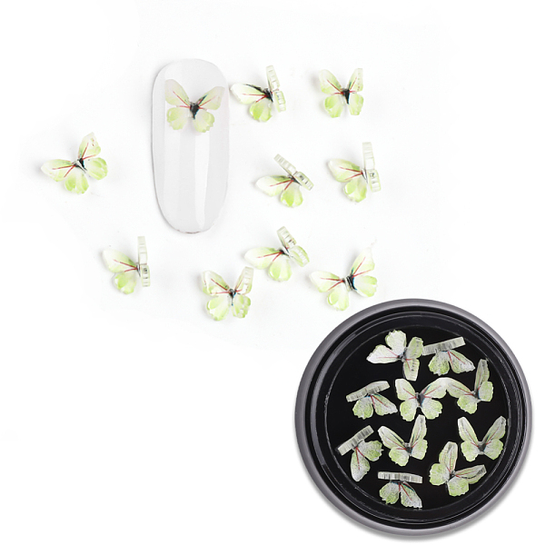 

PandaHall 3D Resin Cabochons, Nail Art Studs, Nail Art Decoration Accessories, Butterfly, Green Yellow, 7.5x7~8x2~3mm, 10pcs/box Resin...