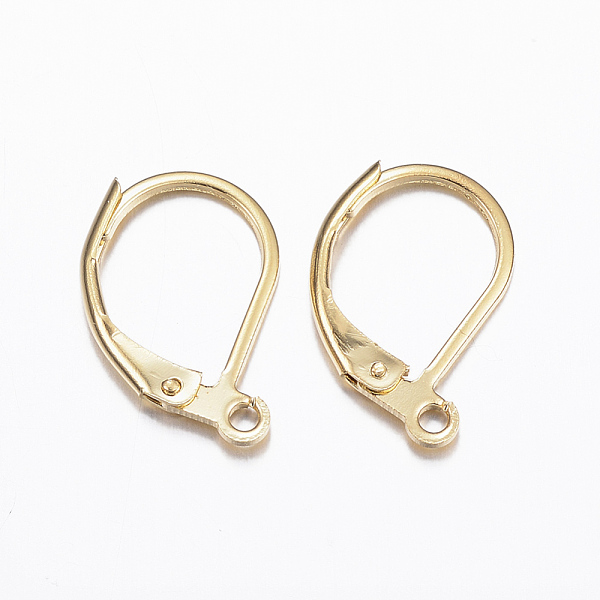 

PandaHall 304 Stainless Steel Leverback Earring Findings, with Loop, Real 24K Gold Plated, 15.5x10x1.5mm, Hole: 1.5mm 304 Stainless Steel