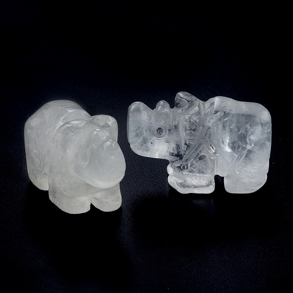 

PandaHall Natural Quartz Crystal Carved Healing Rhinoceros Figurines, Reiki Energy Stone Display Decorations, 26x17~20mm Quartz Crystal...