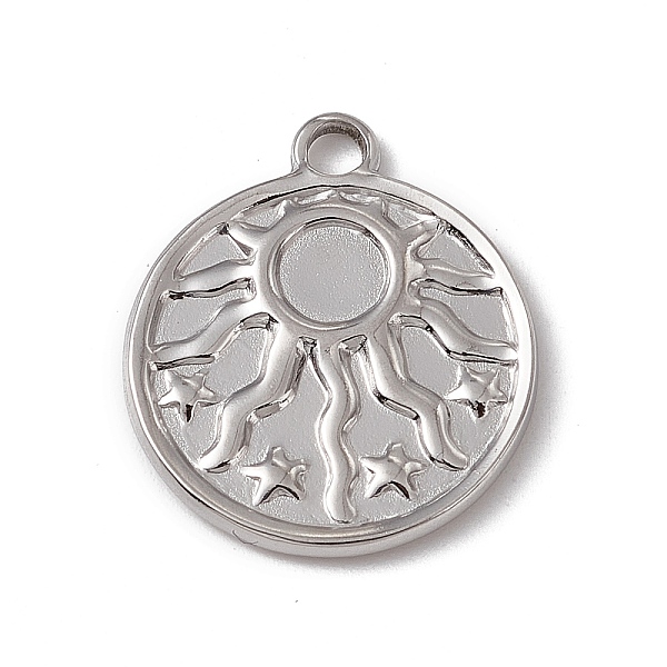 

PandaHall 304 Stainless Steel Pendant Cabochon Settings, Flat Round with Sun, Stainless Steel Color, Tray: 5mm, 21x18x2mm, Hole: 2.3mm 304...