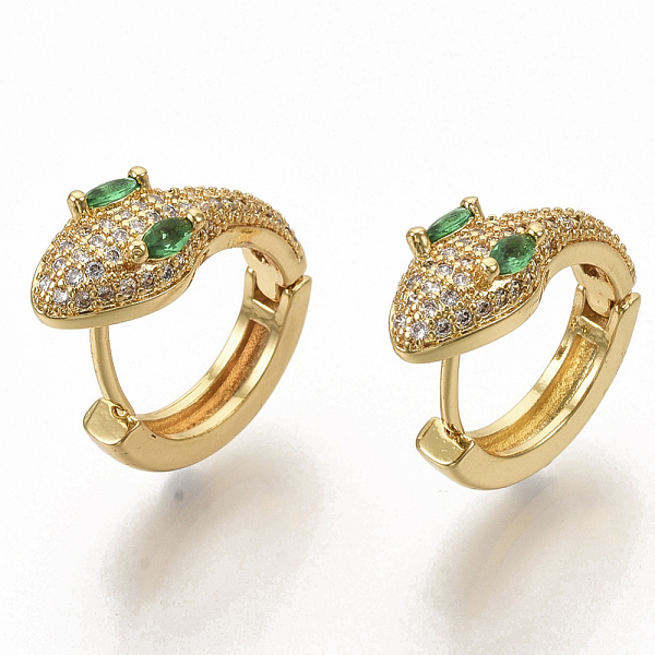 

PandaHall Brass Micro Pave Cubic Zirconia Huggie Hoop Earrings, Snake, Real 16K Gold Plated, Mixed Color, 20x20x7.5mm, Pin: 0.7x1.2mm Cubic..., Multicolor