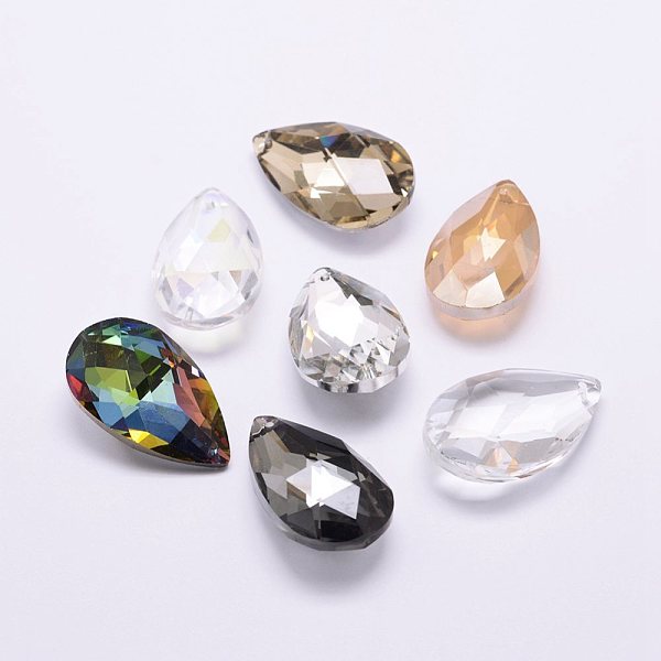 

PandaHall Electroplate Glass Pendants, Faceted, Teardrop, Mixed Color, 38x22.5~23x13.5~14mm, Hole: 1.5mm Glass Teardrop Multicolor