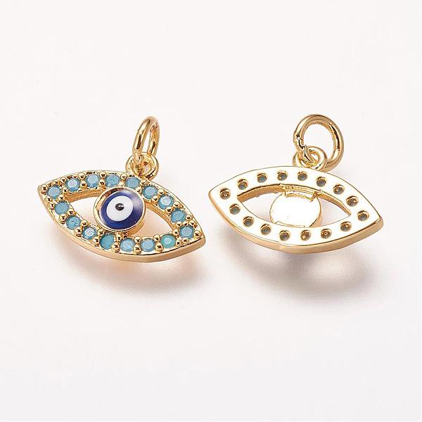 

PandaHall Brass Micro Pave Cubic Zirconia Pendants, Horse Eye Charms, Deep Sky Blue, Golden, 10x14x2.5mm, Hole: 2.5mm Brass+Cubic Zirconia...