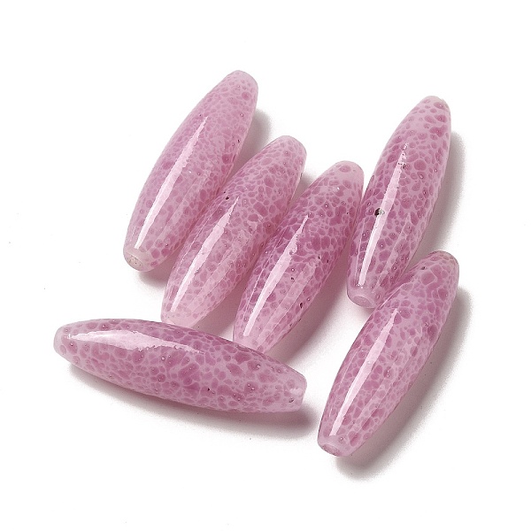 

PandaHall Normal Lampwork Beads, Oval with Fleck, Pearl Pink, 41~42x12mm, Hole: 2mm Lampwork Oval