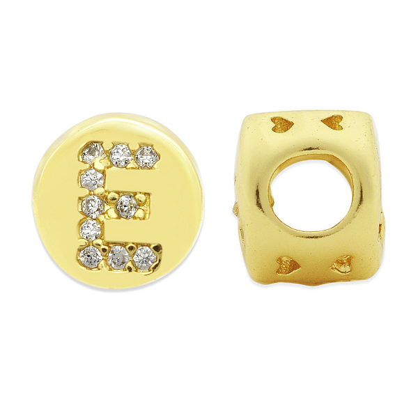 

PandaHall Brass Micro Pave Clear Cubic Zirconia Beads, Flat Round with Letter, Letter.E, 7.5x6.5mm, Hole: 3.5mm, 3pcs/bag Brass+Cubic...