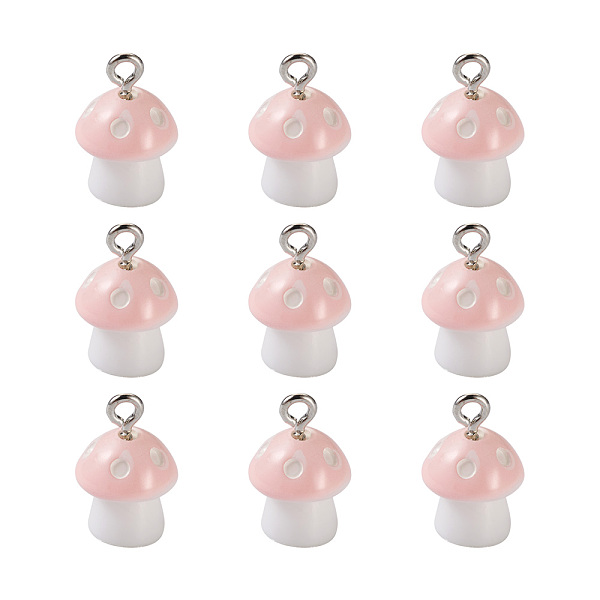 

PandaHall Plastic Pendants, with Platinum Plated Iron Loop, Mushroom with Polka Dots, White, 17.5x11.5x12mm, Hole: 1.5mm Plastic Mushroom...