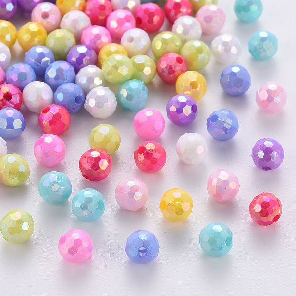 

PandaHall Opaque Acrylic Beads, Faceted, Dyed, AB Color, Round, Mixed Color, 6x5.5mm, Hole: 1.4mm, about 4160pcs/500g Acrylic Round..., Multicolor