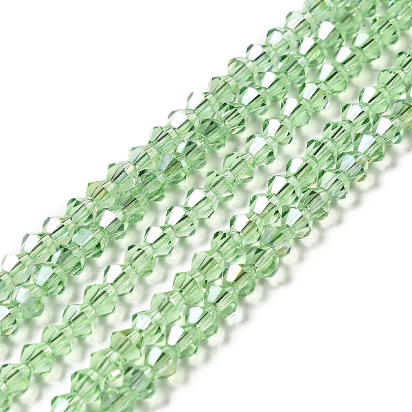 

PandaHall Transparent Electroplate Glass Beads Strands, AB Color Plated, Faceted Bicone, Light Green, 4.5x4mm, Hole: 0.7mm, about...