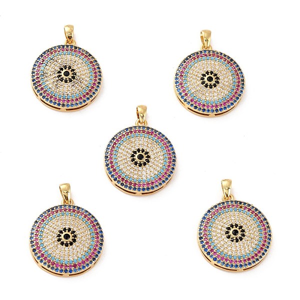 

PandaHall Brass Micro Pave Cubic Zirconia Pendants, Long-Lasting Plated, Cadmium Free & Lead Free, Flat Round, Real 18K Gold Plated..., Multicolor
