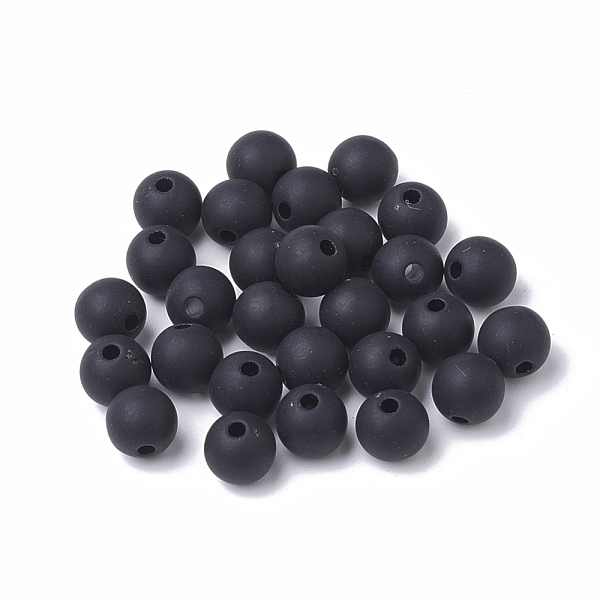 

PandaHall Opaque Acrylic Beads, Frosted, Round, Black, 8mm, Hole: 2mm Acrylic Round Black