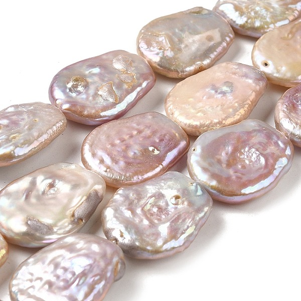 

PandaHall Natural Baroque Pearl Keshi Pearl Beads Strands, Cultured Freshwater Pearl, Oval, Rosy Brown, 21~23.5x17~18x5.5~7mm, Hole: 0.7mm...