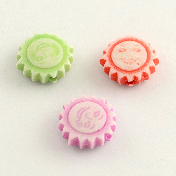 

PandaHall Craft Style Acrylic Beads, Sun, Mixed Color, 11x4mm, Hole: 2mm, about 1500pcs/500g Acrylic Sun Multicolor