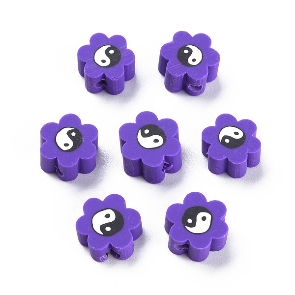 

PandaHall Handmade Polymer Clay Beads, for DIY Jewelry Crafts Supplies, Flower with Yinyang, Indigo, 8~9x7.5~8.5x4~4.5mm, Hole: 1.6~1.8mm..., Purple
