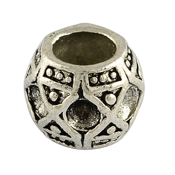 

PandaHall Rondelle Alloy European Bead Rhinestone Cabochon Settings, Tibetan Style, Lead Free , Antique Silver, 9x11mm, Hole: 5mm, about...