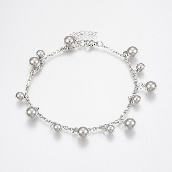 

PandaHall 304 Stainless Steel Anklets, Round, Stainless Steel Color, 9~9-1/2 inch(23~24cm) Stainless Steel