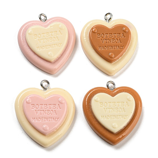 

PandaHall Opaque Resin Pendants, Heart Charms with Platinum Plated Iron Loops, Mixed Color, 28x24.5x6.5mm, Hole: 2mm Iron+Resin Heart..., Multicolor