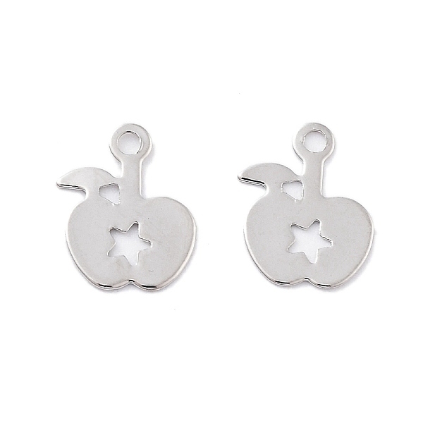 

PandaHall Brass Pendants, Apple with Star Charms, Real Platinum Plated, 8x6x0.2mm, Hole: 1mm Brass Apple