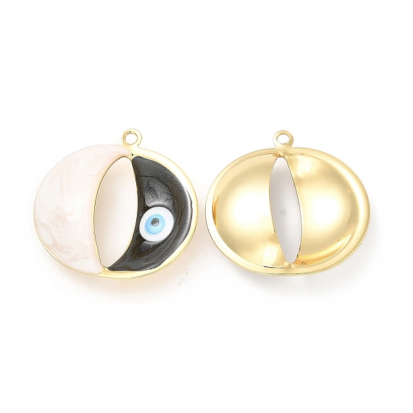

PandaHall Brass Pendants, with Enamel, Real 18K Gold Plated, Long-Lasting Plated, Flat Round with Evil Eye Charm, Black, 25x25x8mm, Hole...