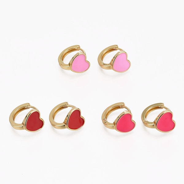 

PandaHall Brass Enamel Huggie Hoop Earrings, Long-Lasting Plated, Heart, Real 18K Gold Plated, Mixed Color, 10x15x2.5mm, Pin: 1mm Brass..., Multicolor