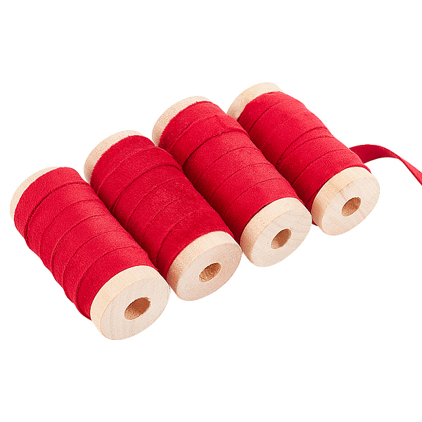 

PandaHall Velvet Ribbon, for Bowknot Making, Flat, Crimson, 3/8 inch(10mm), about 4.92 Yards(4.5m)/Roll Velvet None Pink