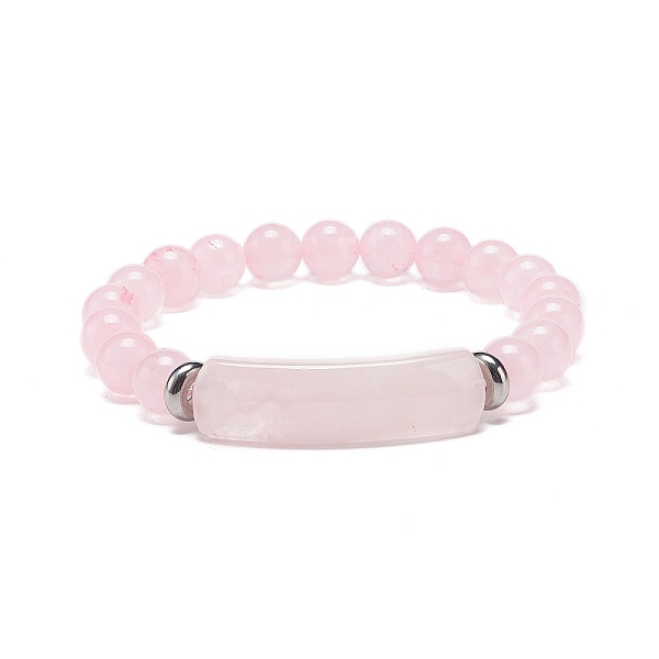 

PandaHall Natural Rose Quartz Beaded Stretch Bracelet, Gemstone Jewelry for Women, Rectangle Bar Charm Bracelets, Inner Diameter: 2-1/8 inch...