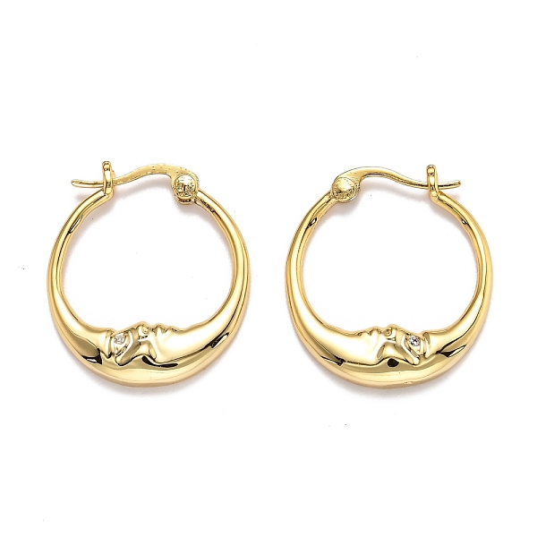 

PandaHall Brass Micro Pave Clear Cubic Zirconia Hoop Earrings, Ring with Moon, Real 18K Gold Plated, 22x19.5x3mm, Pin: 0.7mm Brass Moon...