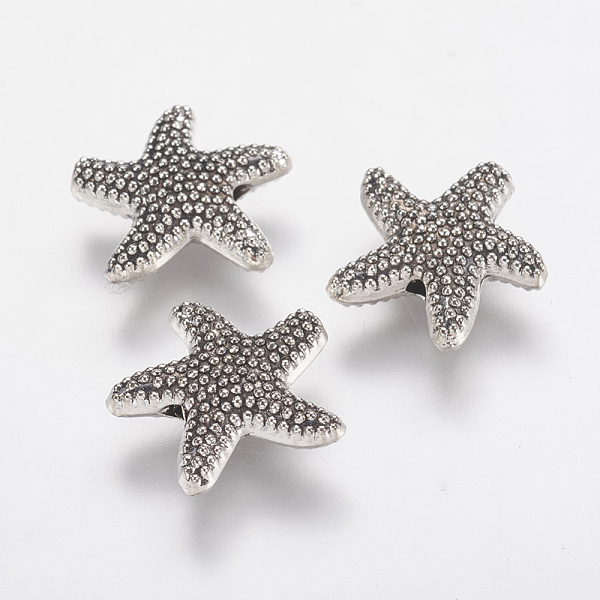 

PandaHall Tibetan Style Alloy Beads, Cadmium Free & Lead Free, Starfish/Sea Stars, Antique Silver, 13.5x13.5x4mm, Hole: 1mm Alloy Starfish