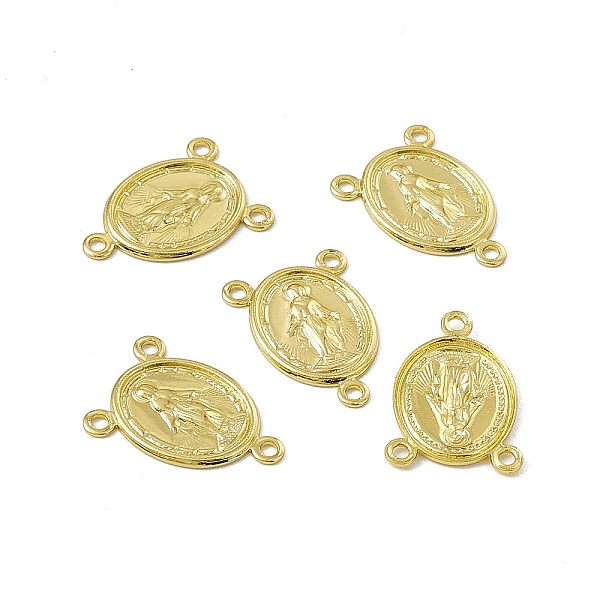 

PandaHall Rack Plating Brass Chandelier Component Links, 3 Loop Connectors, Oval Links with Virgin Mary, Cadmium Free & Lead Free, Real 18K...